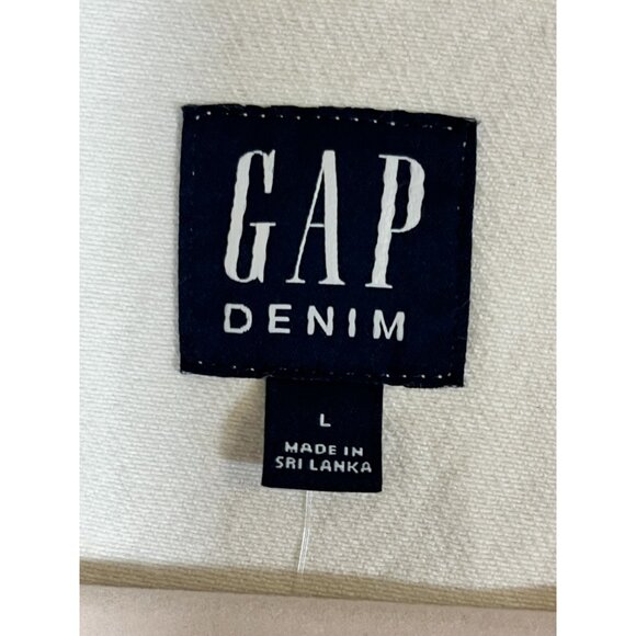 Gap Denim Jacket L White Western Boho Hippie Neutral Minimalist Classic Chic 80s - Picture 6 of 11